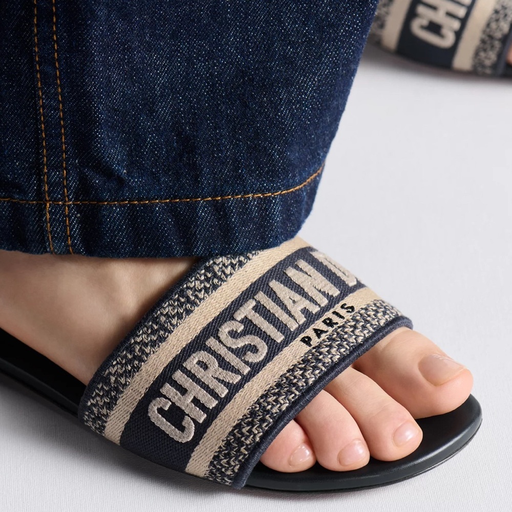 Christian Dior Navy and Beige Sandals
